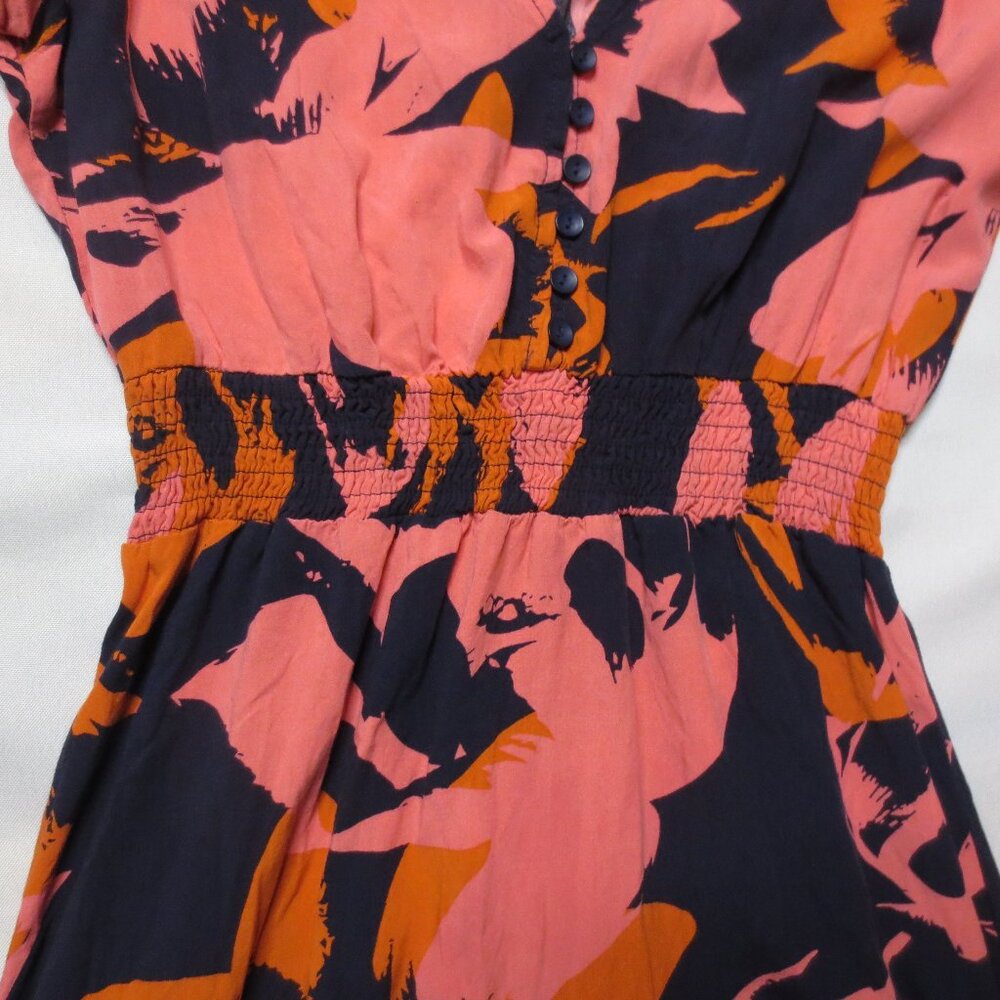 ABLE THE LABEL womens DRESS pink FLORAL orange NAVY BLUE maxi HI-LOW SIZE S - Picture 7 of 13